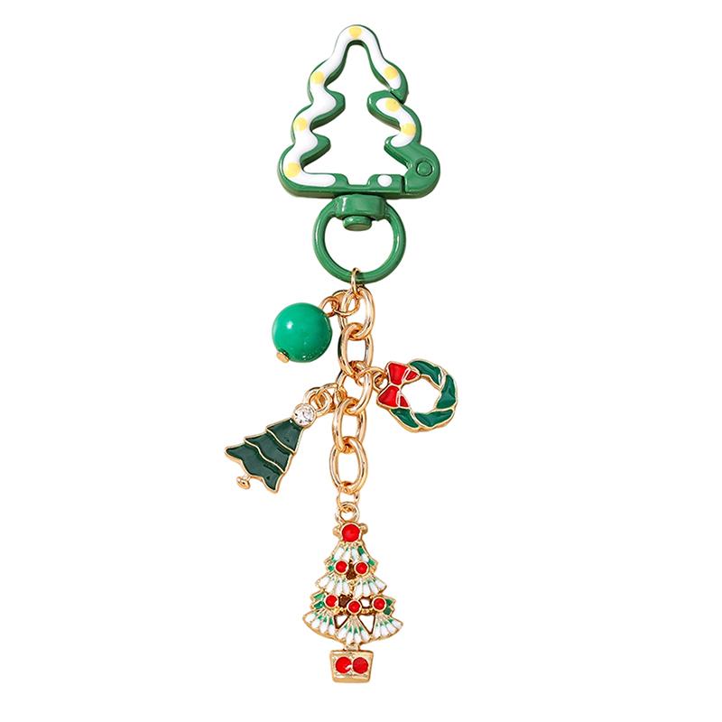 Christmas Tree Keychain Women Girls Santa Claus Snowman Key Ring Pendants For Handbag Decor Diy Key Chain  Year Gifts