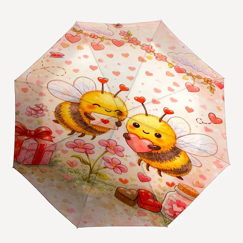 1pc Love Bees Valentine's Day Hearts Gift Umbrella with Plastic Handle,Suitable for All Seasons Home Travel Outdoor Umbrellaptys31019