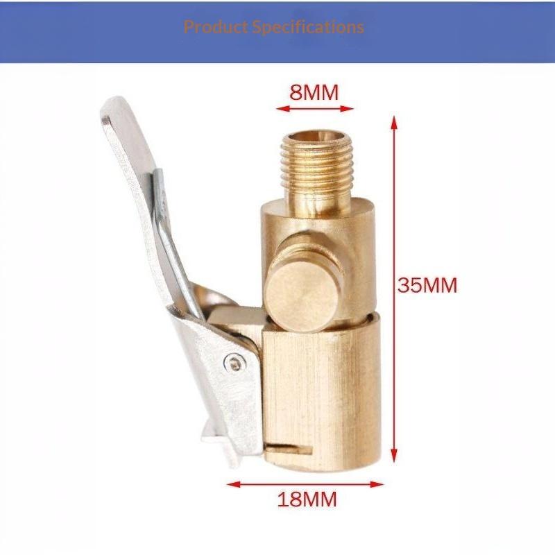Heavy Duty Brass Air Chuck Adapter Lock Clip Pressure Relief Valve Heat Resistant for Auto Tire Inflator Pumps