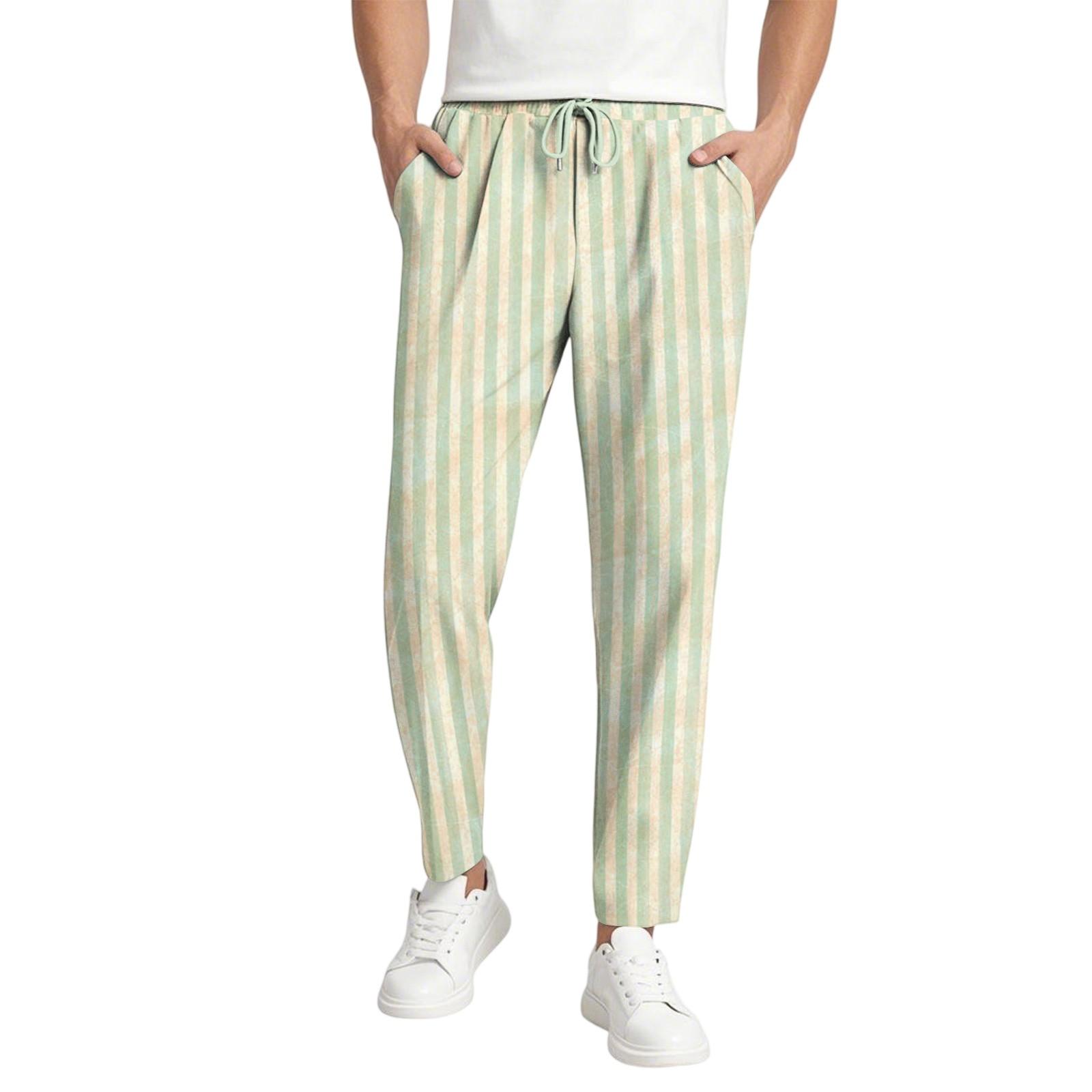 

Мужские повседневные брюки в полоску, эластичный пояс на шнурке, легкие и облегающие, с карманами, удобные и дышащие XXL