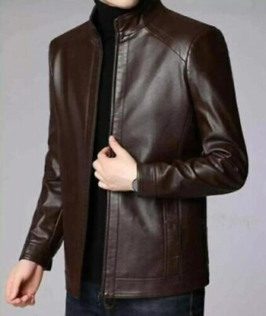 New Men Designer Genuine Lambskin Soft Biker Leather Brown Jacket Motorcycle Handmade