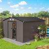 Depósito de Jardim com 2 Portas de Correr e 4 Ventilações em Aço, 322x277x192 cm, Castanho