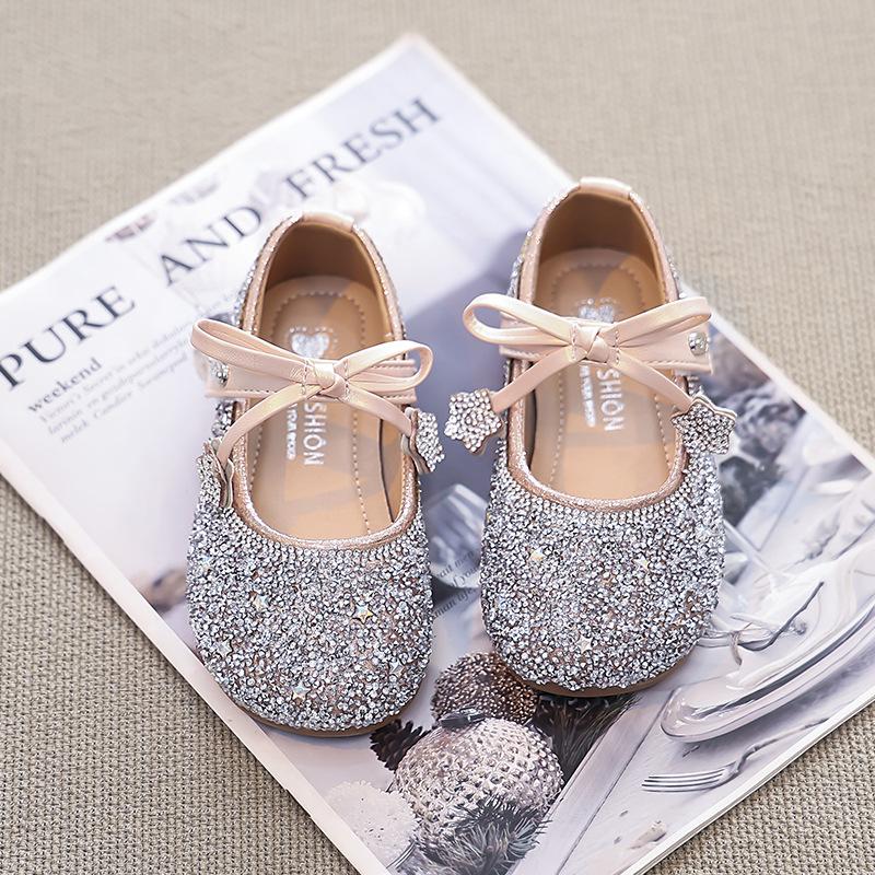 Mädchen Prinzessinnenschuhe Frühling Kristallschuhe Baby Lederschuhe Elsa Weiche Sohle Ballerinas