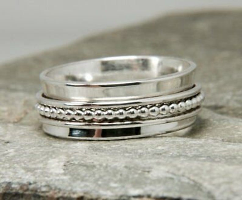Designer Spinner Ring, 925 Sterling Silver Spinner Ring, Handcrafted Thumb Silver Ring, Boho Ring, Christmas Gift, Valentine's Day Gift