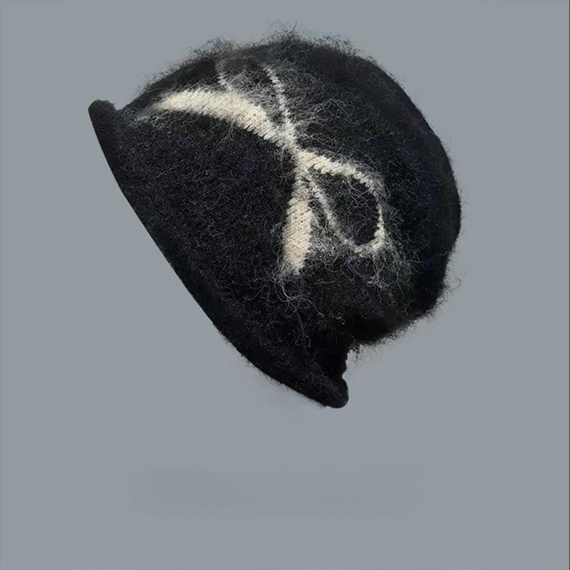 Autumn and Winter Jacquard Bow Brushed Hats for Women Warm Ear Protecting Headscarves  Cold Hats  Trendy Korean Style Knitted Hats