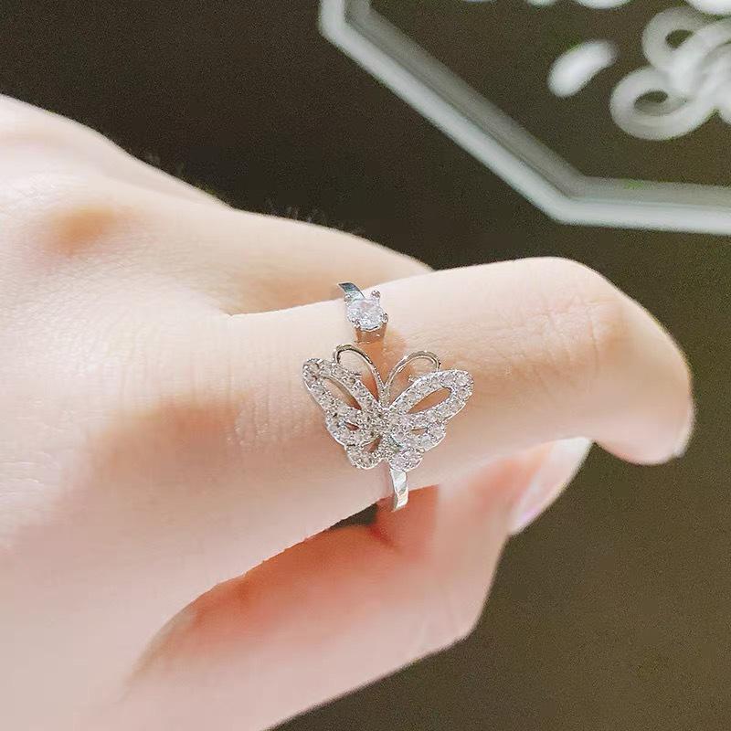 Trendy Women s Butterfly Ring: Adjustable Luxury Design with Cubic Zirconia Open Adjustable