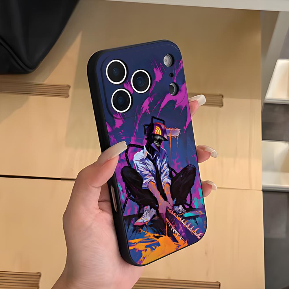 Anime C-Chainsaw Man Phone Case For IPhone 17 Air 16 E Pro Max 15 14 13 Mini 12 Pro 11 Max Plus Black Soft Shell