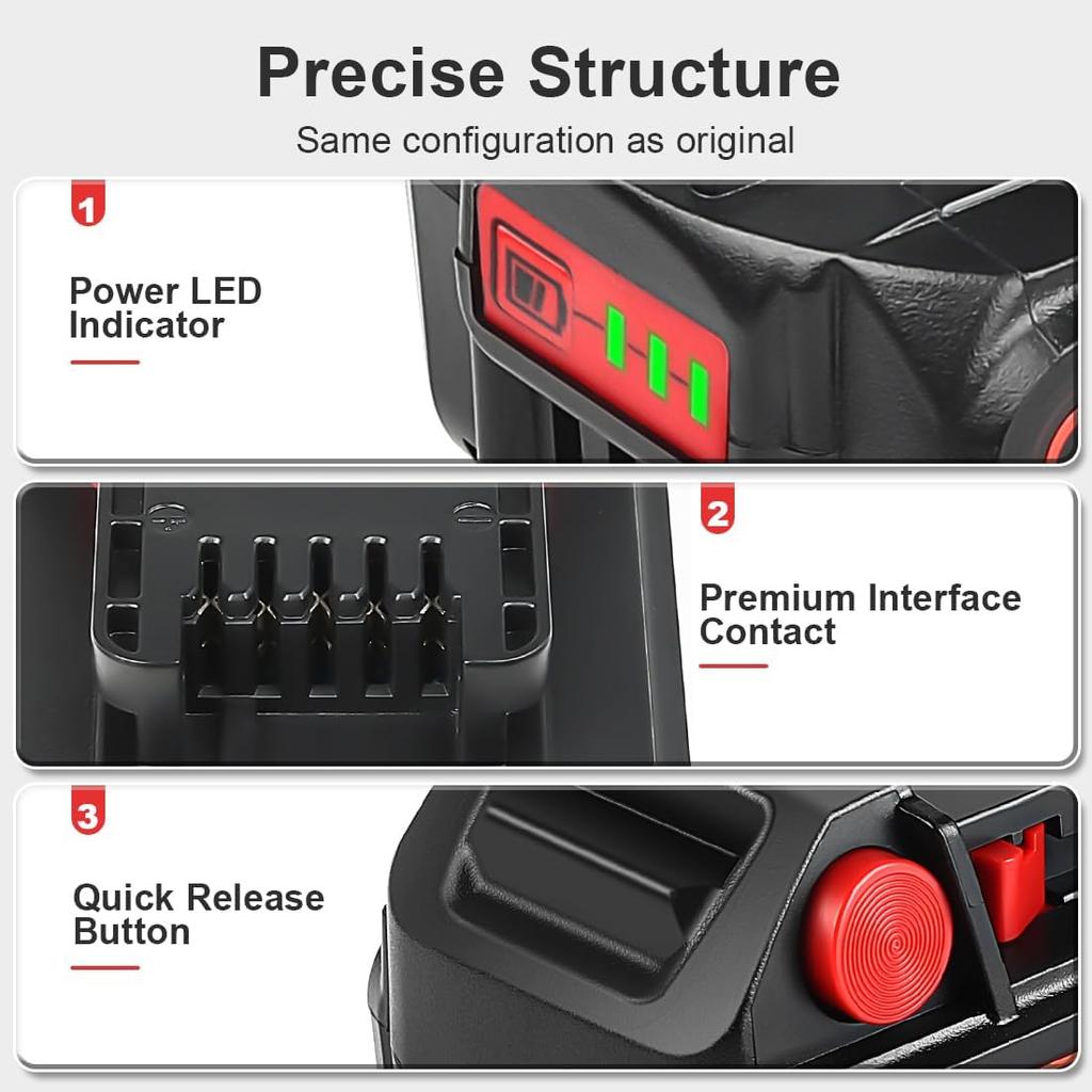 6.5Ah 18V Replacement for Milwaukee M-18 Battery 2/pk Blck