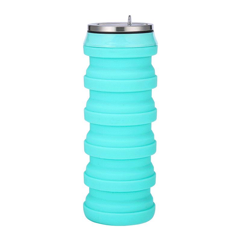 Spot sports outdoor foldable silicone water cup can-shaped retractable water cup water bottle