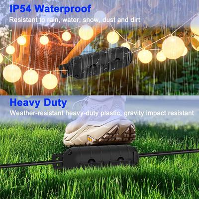 3pcs Extension Cord Plug Connection Protective Safety Cover,Water-Resistant Indoor Outdoor,String Holiday Christmas Lights,Black