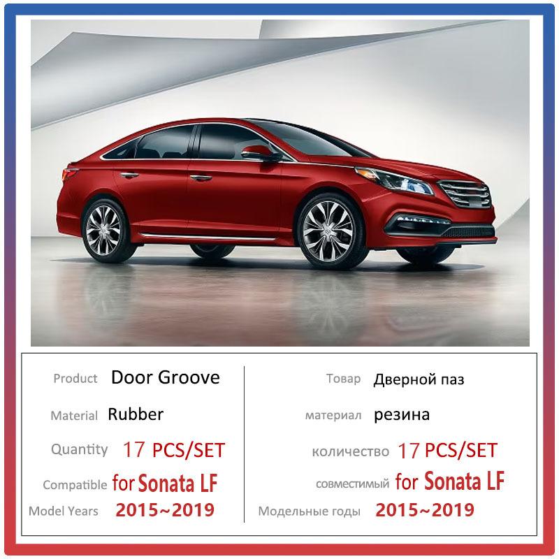 Tapetes para Porta-Copos e Compartimentos de Carro Para Hyundai Sonata LF 2015 2016 2017~ Tapete de Borracha Antiderrapante para Porta Adesivos de Canaleta de Porta Acessórios