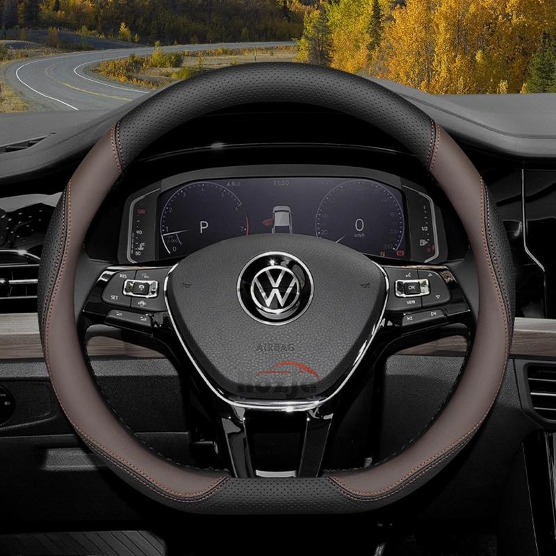 Skórzana Pokrowiec na Kierownicę Samochodową do Volkswagen Tiguan T-cross Teramont Polo Jetta Caddy T-roc Tayron Crafter 2025 Akcesoria