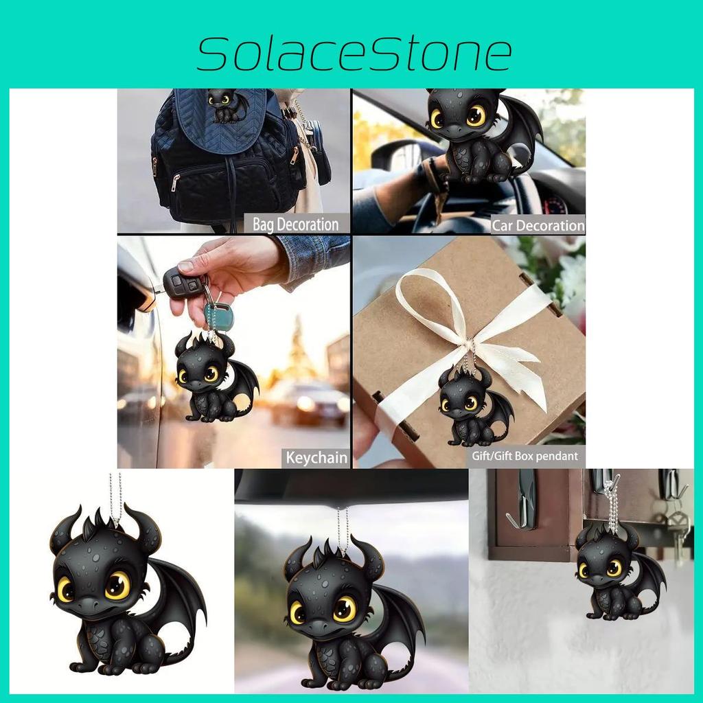 Black Dragon Acrylic Car Pendant Charming Cartoon Interior Decoration For Vehicles