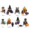 Werewolf Zombie Pumpkinhead Mini Figures Building Blocks Action Figures with Brooms Skulls Bats Collectible Set for Halloween