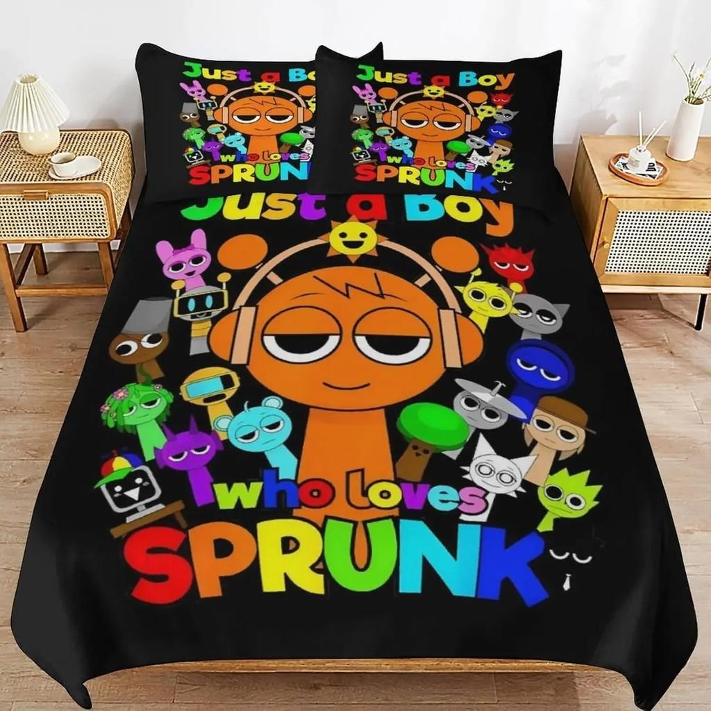 S-Sprunki Bettwäscheset I-Incredibox 3D Gedrucktes Musikspiel Bettbezug-Set Weiche Einzel-Zwillings-Doppelgröße Sprunki Geschenke Kinder
