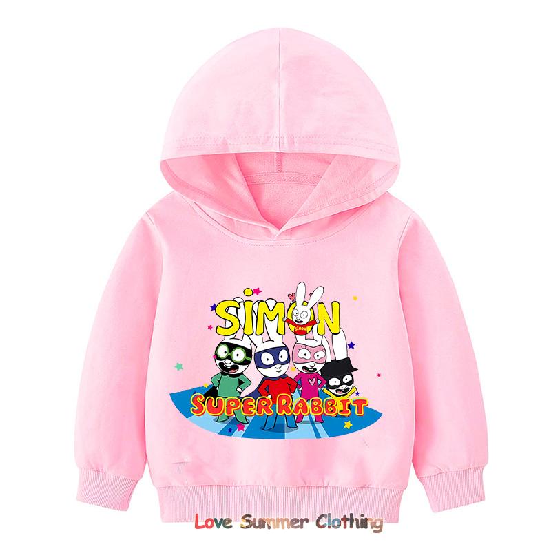 

Simon Super Rabbit hoodie Cute Boys and Girls Cartoon Sweatshirt Children Pullover Casual Soft Kawaii Top autumn 160
