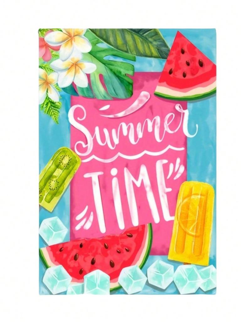 Home Party Outdoor Decoration Supplies Summer Fruit Watermelon Popsicle Garden Flag Outdoor Patio Decoration 1 Pc (Flag Only)