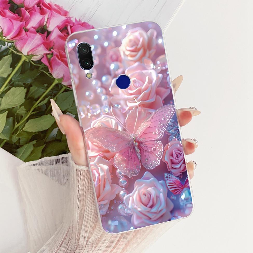 Case For Redmi 7 Cover Transparent Cute Cat Fashion Butterfly Funny Painted Casing M1810F6LI M1810F6LH M1810F6LG