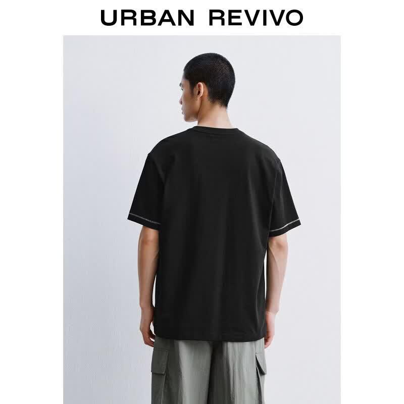 UR Men's Casual Contrast Stitch Round Neck T-Shirt