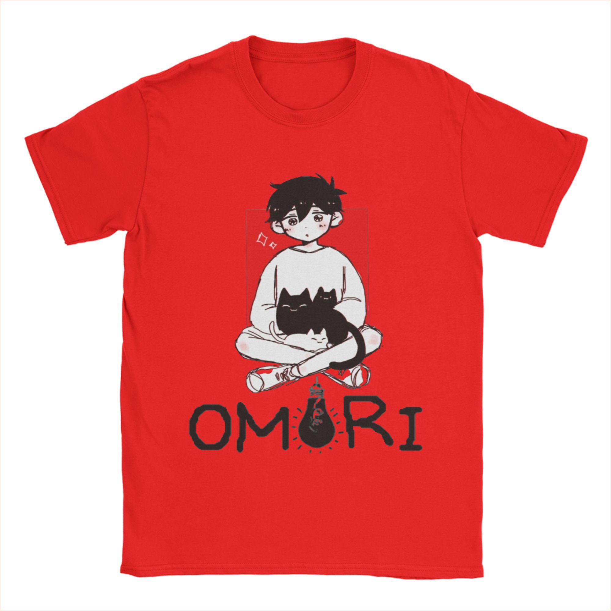 

Игровая футболка Omori Мужская 100% хлопок Повседневные футболки Круглый вырез Футболки С коротким рукавом Топы Подарок S