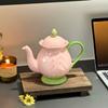 Tulip Tea Set Ceramic Teapot Flower Tea Cup Coffee Mug Tableware Milk Mug Teacup  Cups Teapot English British Teaware Set