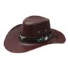 Floral Embroidered Bull Head Rivets Cowgirl Hat Women Retro Wide Brim Western Caps Party Travel Fashion PU Leather Panama Hats