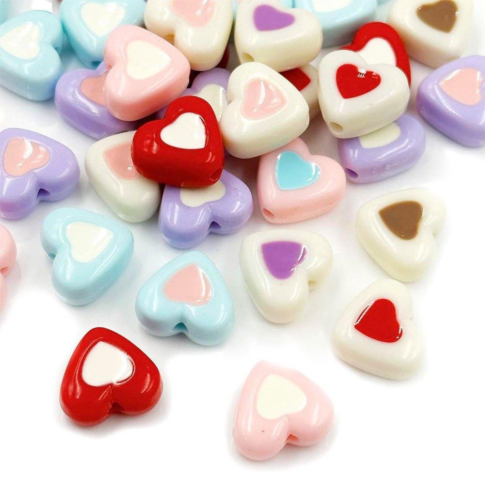 16/30/50pcs Acrylic Love Decoration Beads Fashion Interval Beads Craft Beads DIY Bracelet Necklace Earrings Keychain