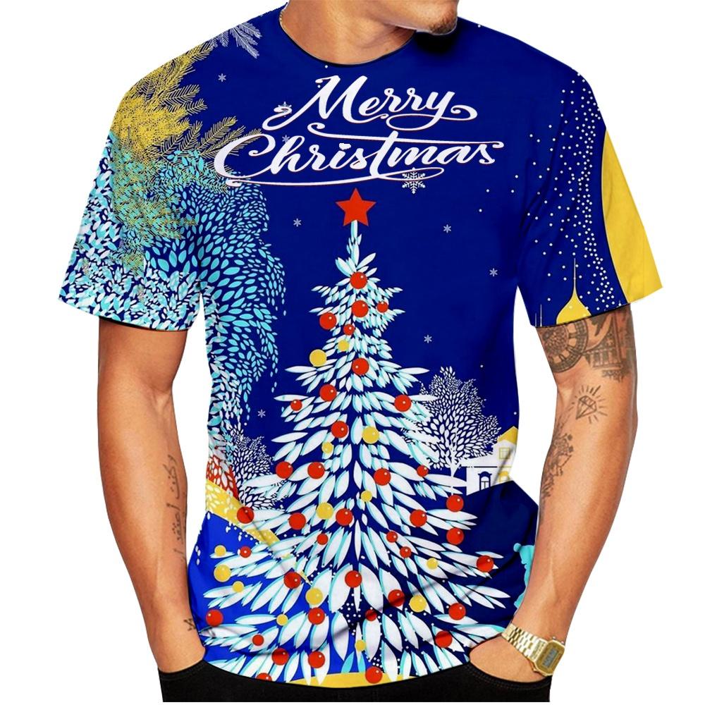 New Fashionable Christmas Casual 3D Printed Popular Personalized Printed T-shirt Santa Claus Parent-child Outfits