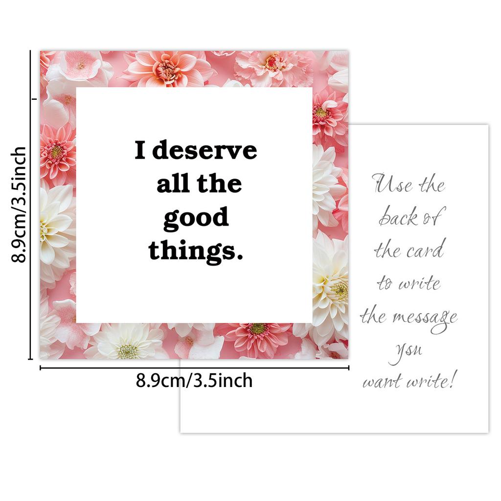 60Pcs Floral Affirmation Cards Pink, Daily Motivational Quote Set for Women, Inspiring Kindness Gratitude Notes, Gift Supplies