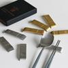 Haushaltlicher Ganzedelstahl-Löffelablage satinsilber gold Geschenkset