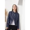Nouvelle Veste en Cuir Courte Ajustée pour Femme avec Col en Cuir PU, Vêtement d'Extérieur Fin à Manches Longues Printemps Automne