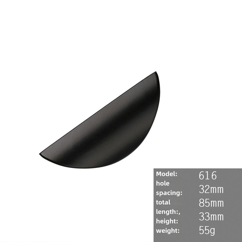 Nordic Crescent Copper Cabinet Handle - Modern Black & Gold Drawer Pull