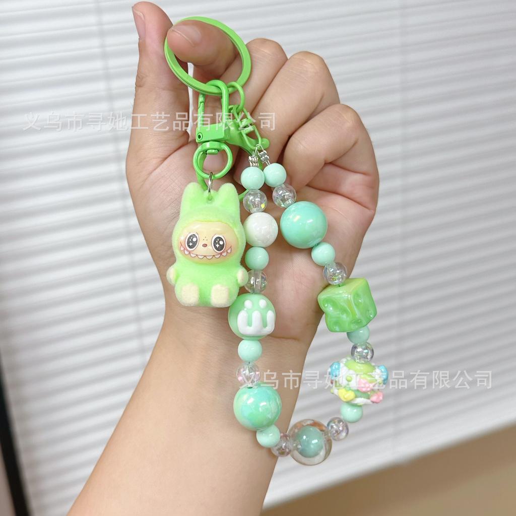 Creative Cartoon Doll Beaded Mobile Phone Chain Keychain Women's School Bag Couple Car Key Chain Bag Pendant
