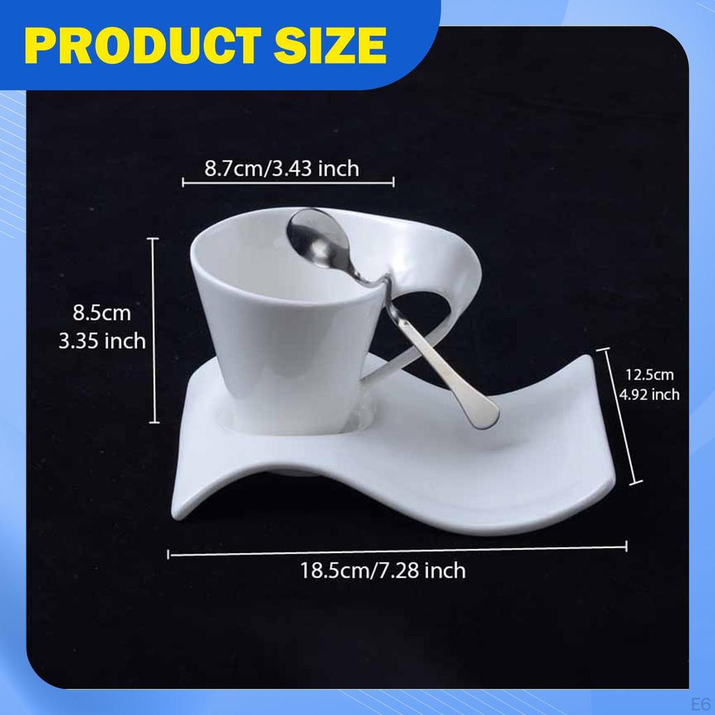 Ceramic Coffee Mug with Saucer Set Abstract Art Chocolate Spoon for Office