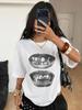 Camiseta con estampado Y2K extragrande: Labios