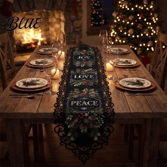 Weihnachts-Esstisch Saisonale Geschenke Rand Vintage mit Hohl-Accessoire Läufer Feiertagsläufer für die Familie