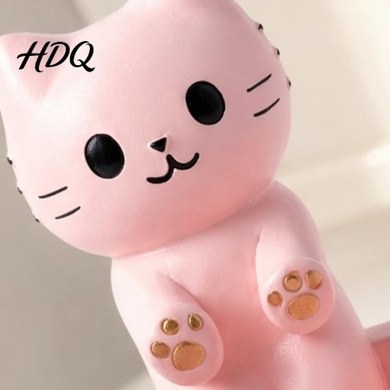 Dust-proof Jewelry Storage Cute Cat Tray with Deep Plate Slot Pink Matte