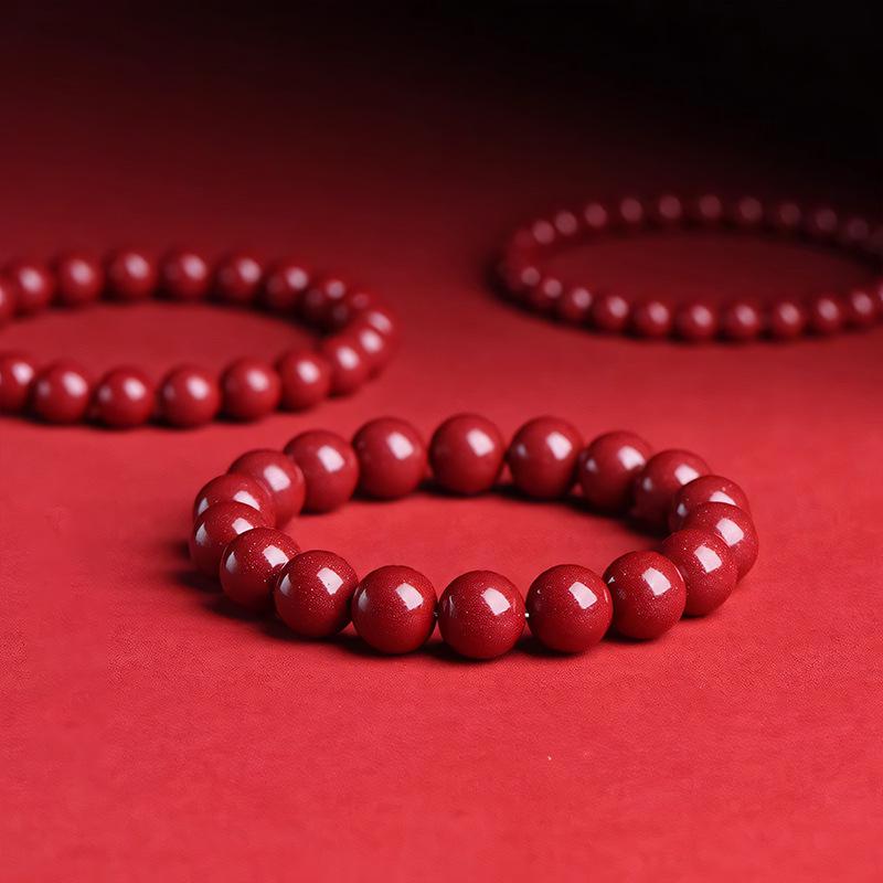 Red Cinnabar Single-Loop Bracelet - Men's & Women's Year-Of-The-Ox Purple Gold Sand Jewelry Accessory