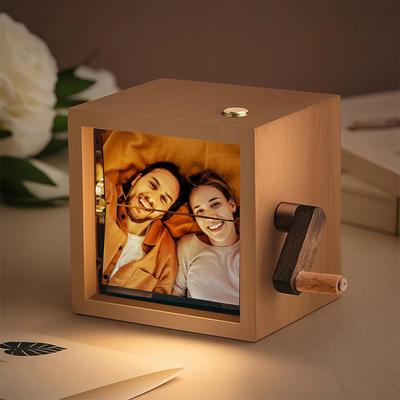 Anpassad Handvevad Foto Flipbook Box Personlig Fotokortshållare Flipbook Alla hjärtans dag-presenter Massivt Trä Lätt Färger