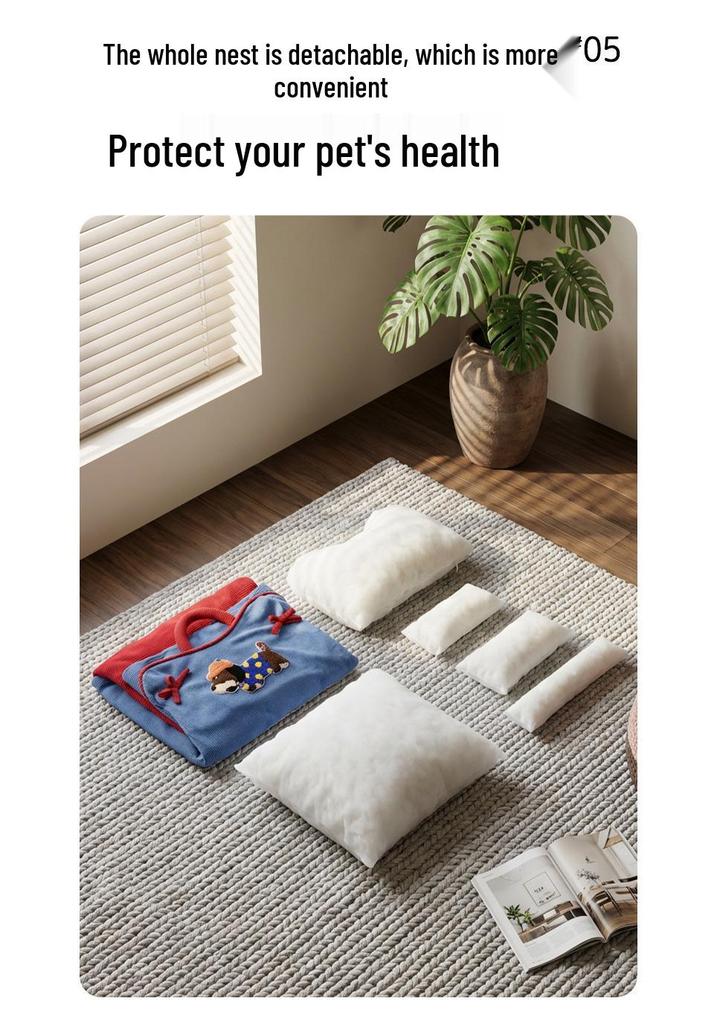 Winter Cartoon Sofa Bed: Washable Sleep Mat for Small Dogs & Cats