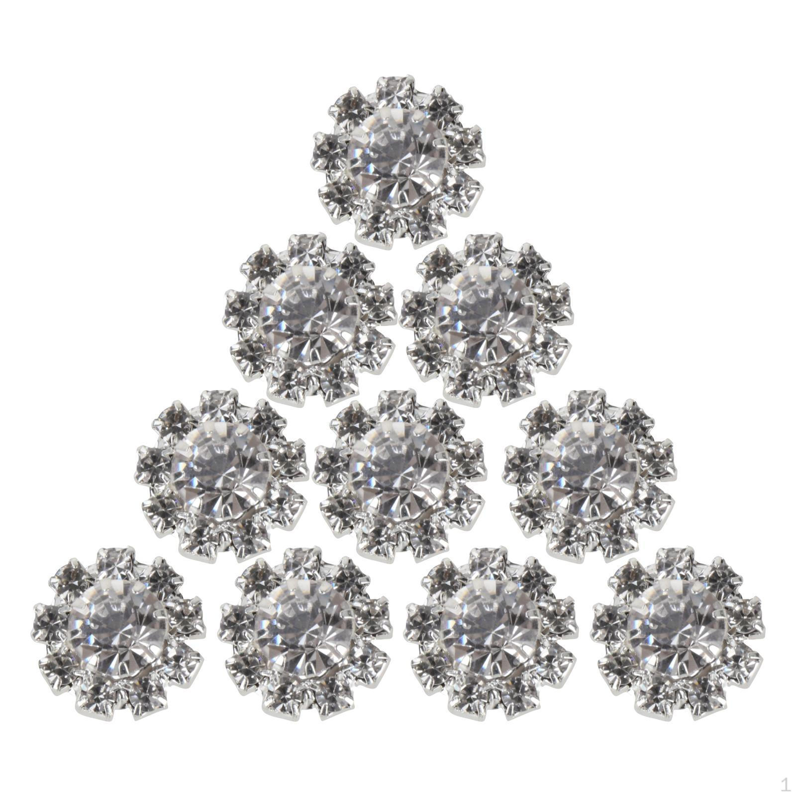 10 Pieces Rhinestone Flower Flatback Flatbacks crafts 16mm Silver