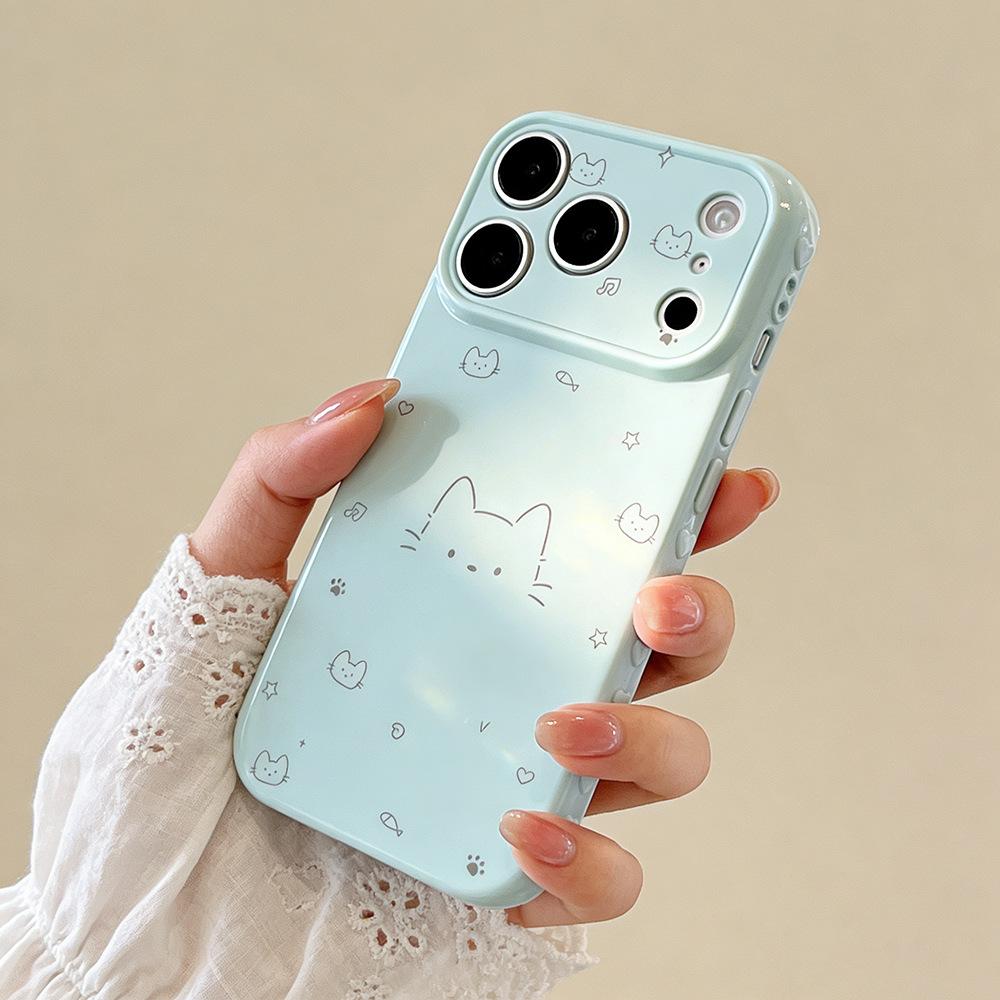 Line Kitten Is Suitable for iPhone17/17Pro Mobile Phone Case, Anti-drop Apple 16/15 Protective Case 14 New Women