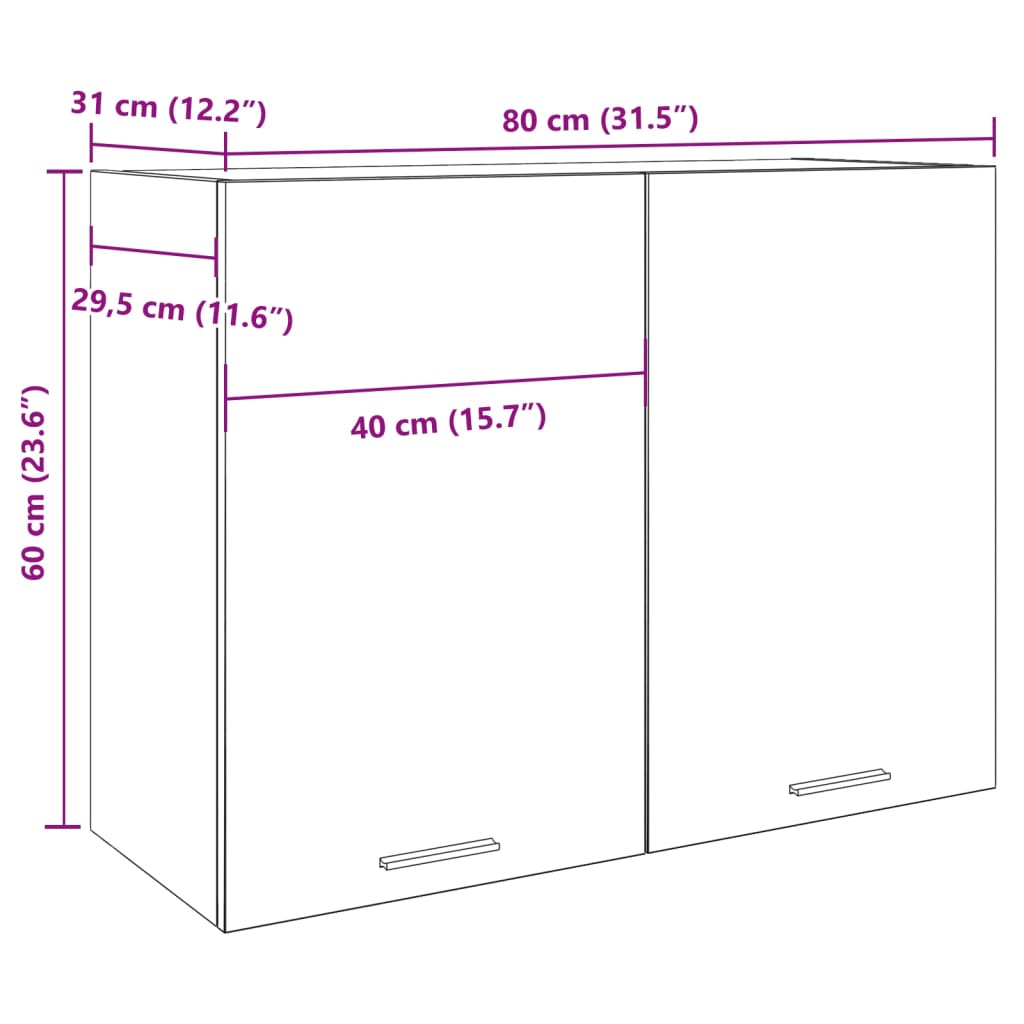Lyon Wall Mounted Cabinet In Concrete Grey 80 X 31 X 60 Cm Engineered Wood