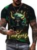 Fun Bull Pattern 3D Printed T-shirt Summer Men's Casual Fashion Round Neck Fashion Trendy Harajuku Personalized Short Sleeve Street Wear