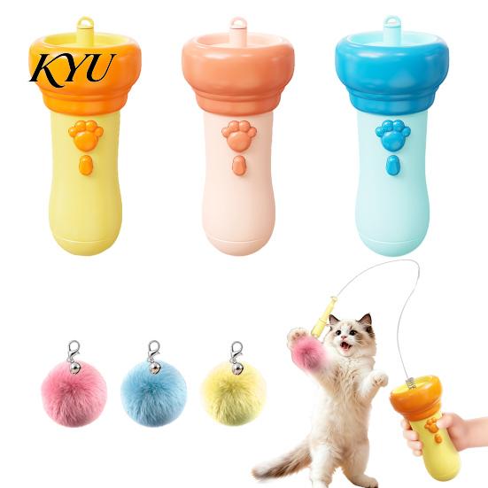 Automatic Retractable Plush Balls Electric Cat Ball Launcher, Interactive Toy One-Click Recycling, Toys for Indoor Cats with Bells Bored Kittens