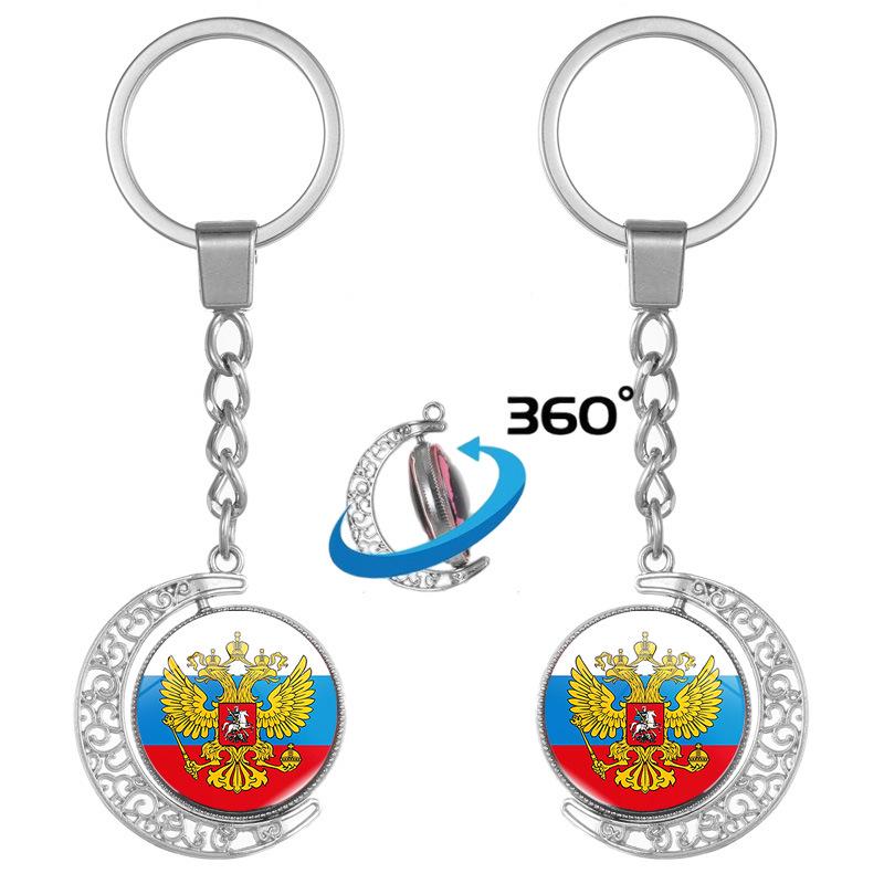 CCCP Soviet Era Double-sided Rotating Crystal Keychain Pendant