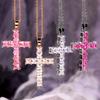 Fashion Shine Crystal Zircon Cross Pendant Necklace For Women Girl Zircon Thin Chain Necklace Punk Teenger Party Jewelry