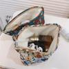 Retro Flower Pattern Canvas Cosmetic Bag Makeup Bag Travel Toiletry Accessories Organizer Pouch