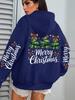 Women's Christmas Bow & Tree Pattern Casual Hoodie for Autumn