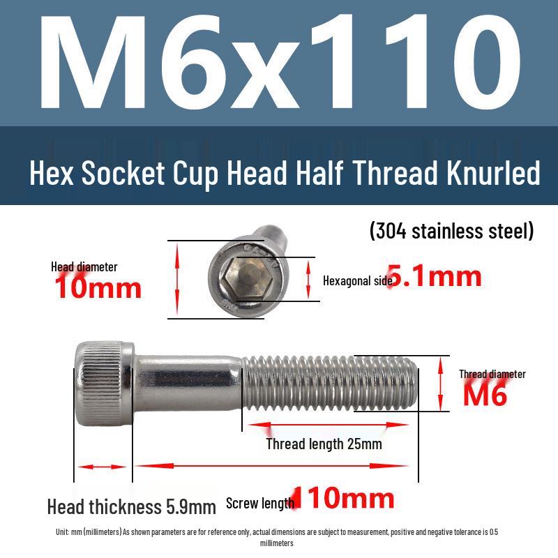 304 Stainless Steel Hex Socket Screws M4-M20, Cylindrical Head, Partial Thread Bolts
